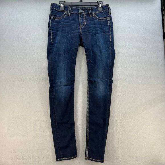Silver Denim - Silver Jean Co. Suki Mid Super Skinny Faux Flap Pocket W28/L31 Dark Wash